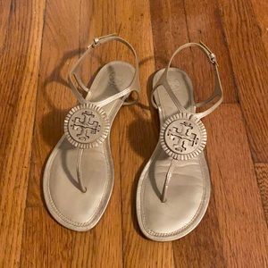 Tory Burch gold strappy sandals